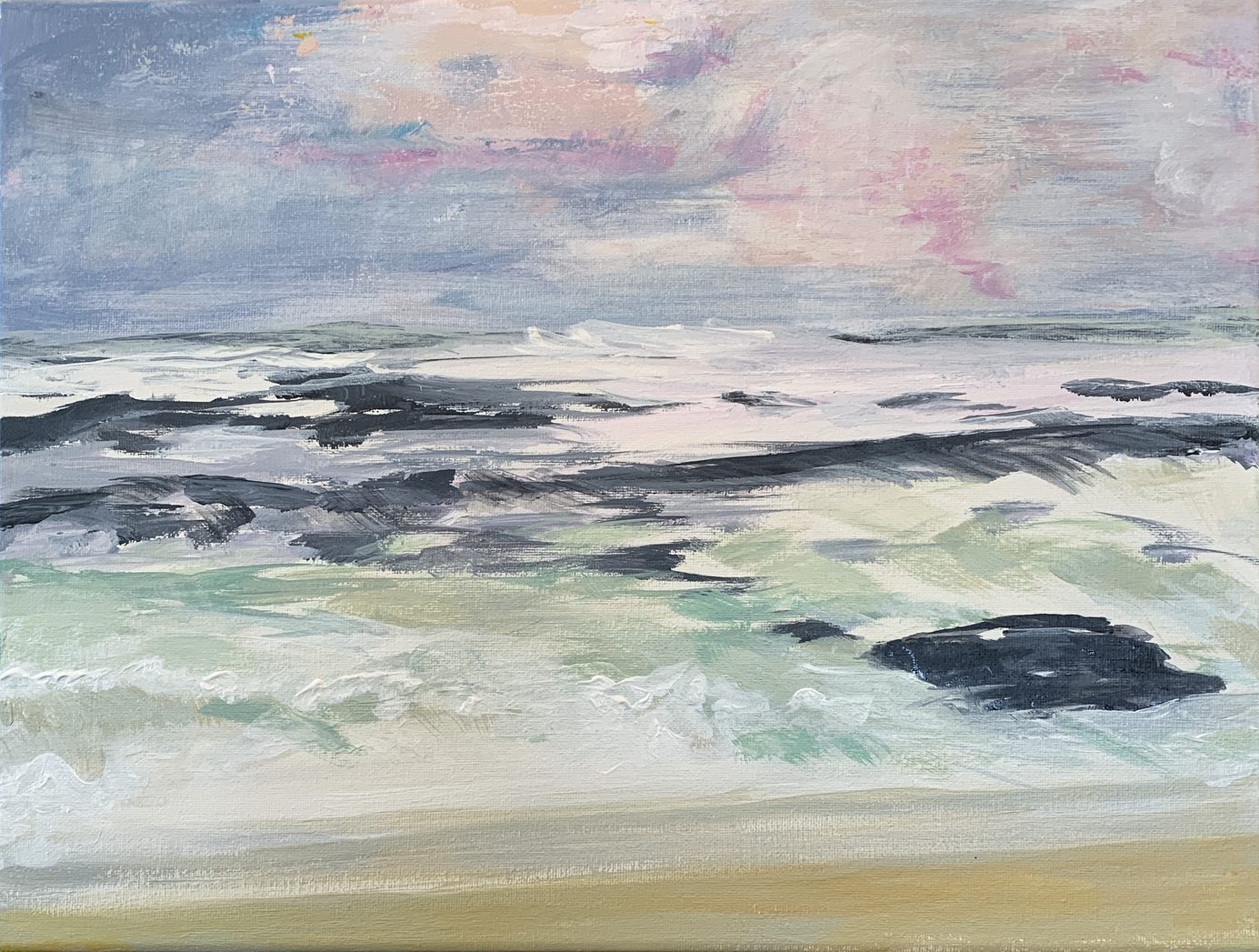 Acrylgemälde „Ocean Lights“ von Beate Schaefer – Lichtreflexe auf dem bewegten Meer